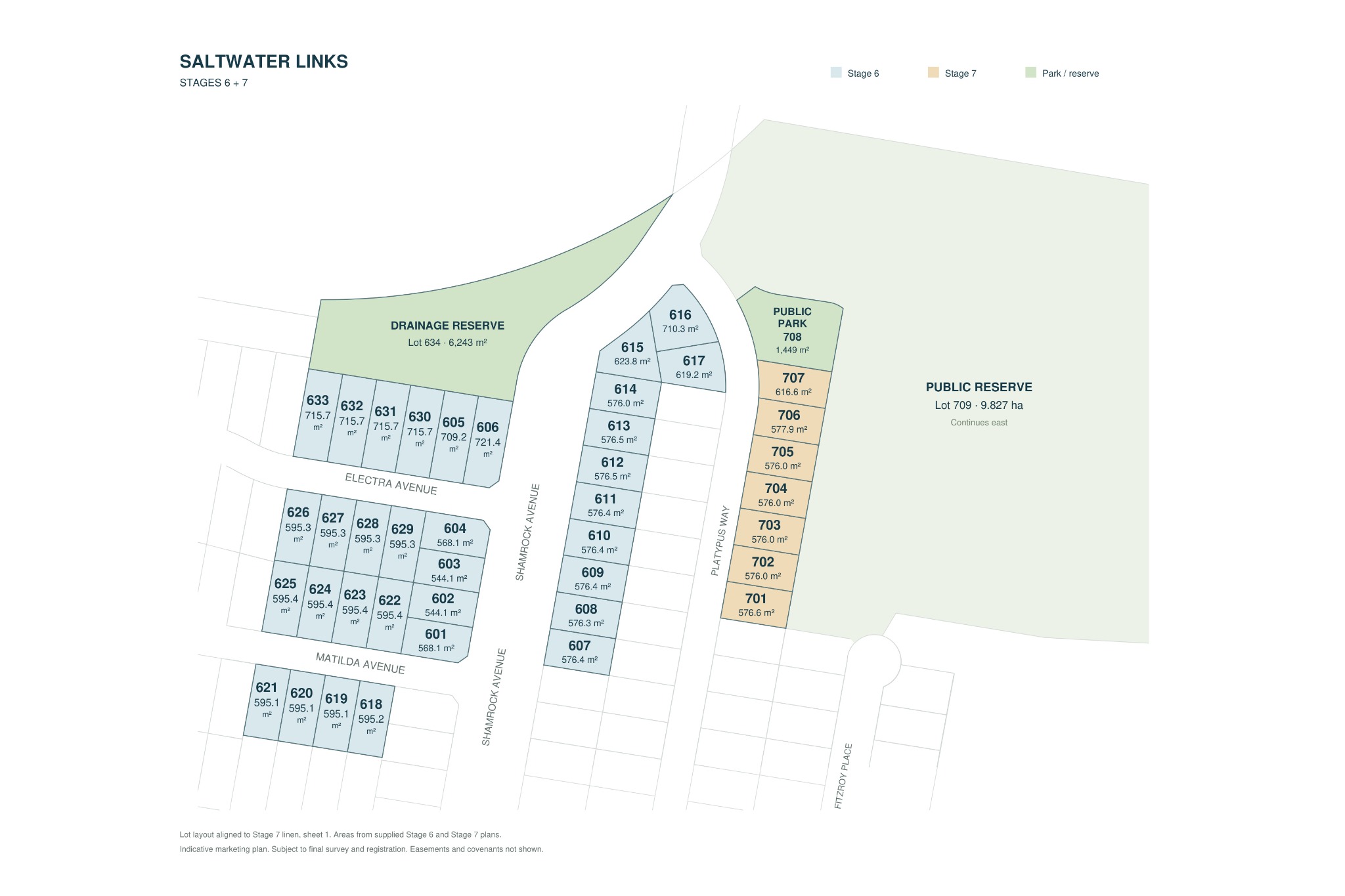 Saltwater Links marketing masterplan showing Stages 6 and 7
