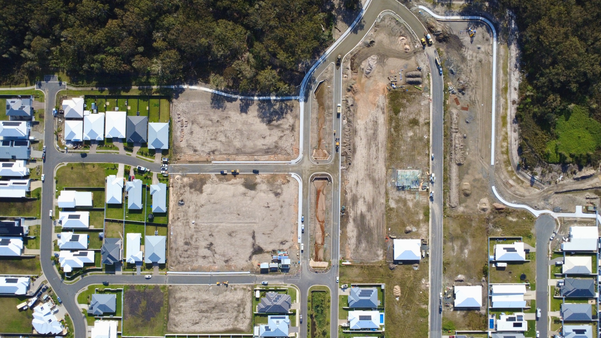 Overhead view of current works at Saltwater Links
